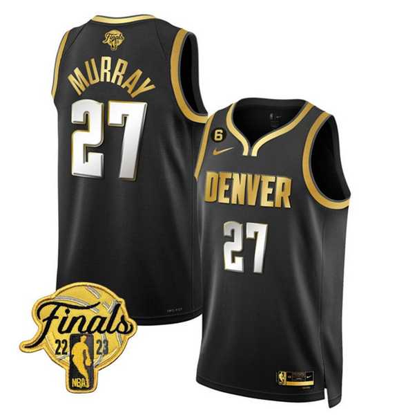 Mens Denver Nuggets #27 Jamal Murray Black 2023 Finals Collection With NO.6 Patch Stitched Basketball Jersey Dzhi